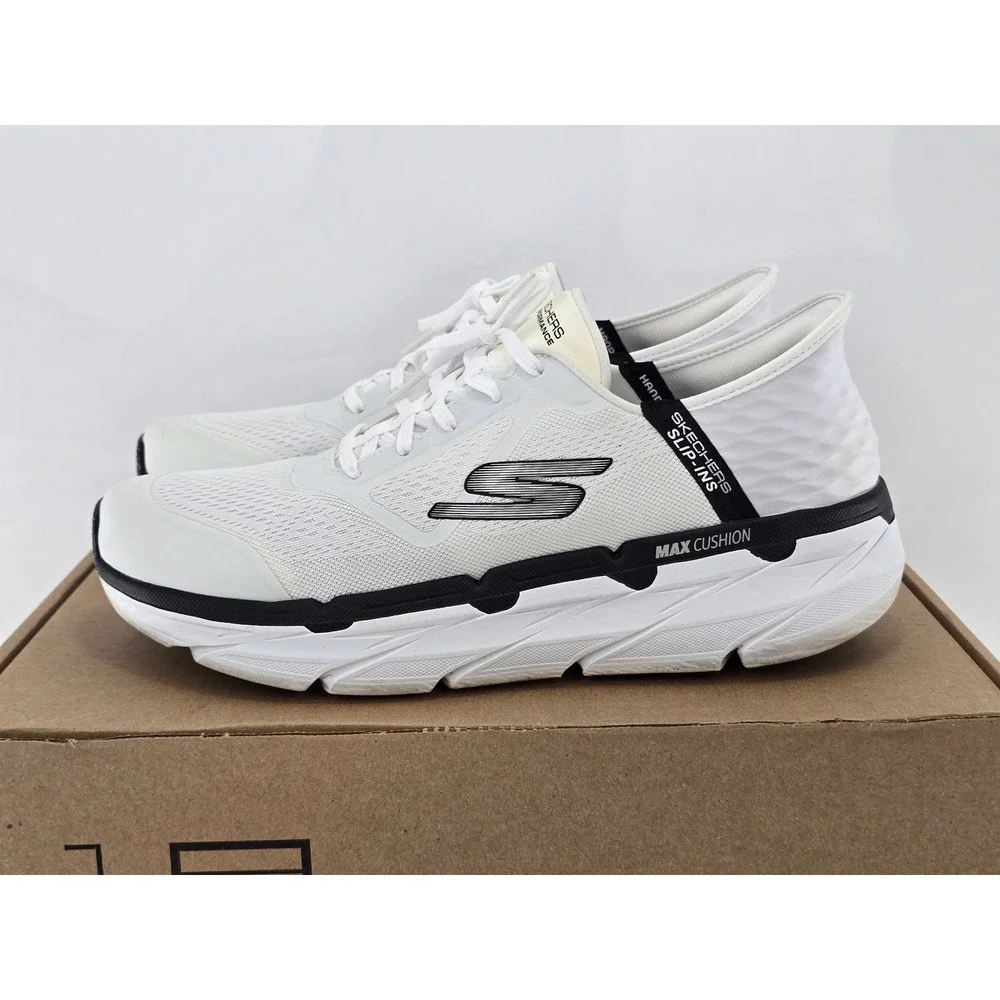 Skechers Max Cushioning Elite Slip-Ins Mens 13 White Black 220313 - Excellent